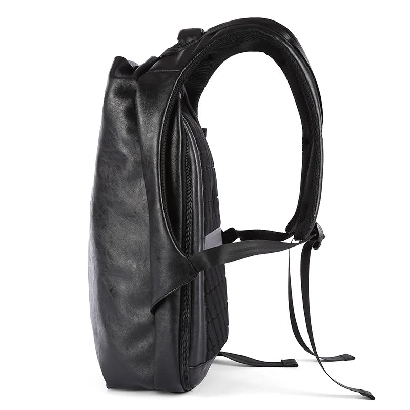 Men Leather Backpack, Waterproof Laptop Backpack, Large Capacity Business Backpack with USB Charging, Male Travel Sport Daypack