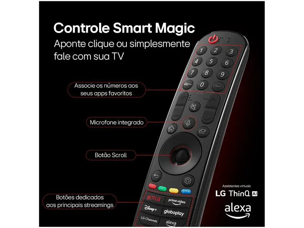 Smart TV 50 "4K LCD LED NanoCell LG 50NANO80TSA WebOS 24 Processor α5 Ger7 Wi-Fi and Bluetooth with Alexa 3 HDMI 2 USB