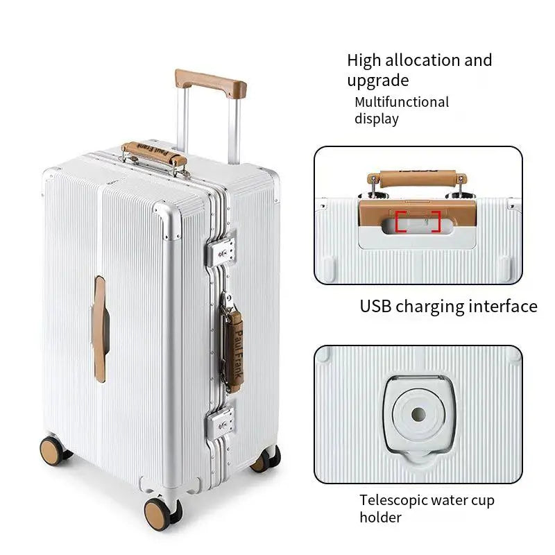 COLENARA High Quality Suitcase 20"24"26"28 Inch Boarding Box Men's Aluminum Frame Trolley Case ABS+PC Women's Zipper Luggage