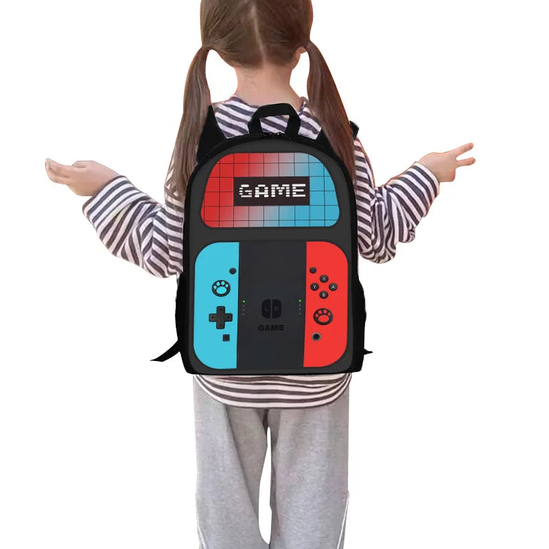 Trendy Popular Funny games console 3D Print 3pcs/Set pupil School Bags Laptop Daypack Backpack Lunch bag Pencil Case