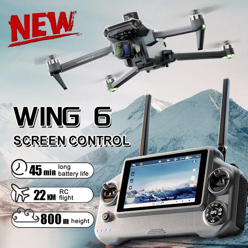 2025 Wing 6 Professional 8K High-Definition Aerial Photography GPS Drone 3-Axis Mechanical Brushless Stabilization Gimbal 20km