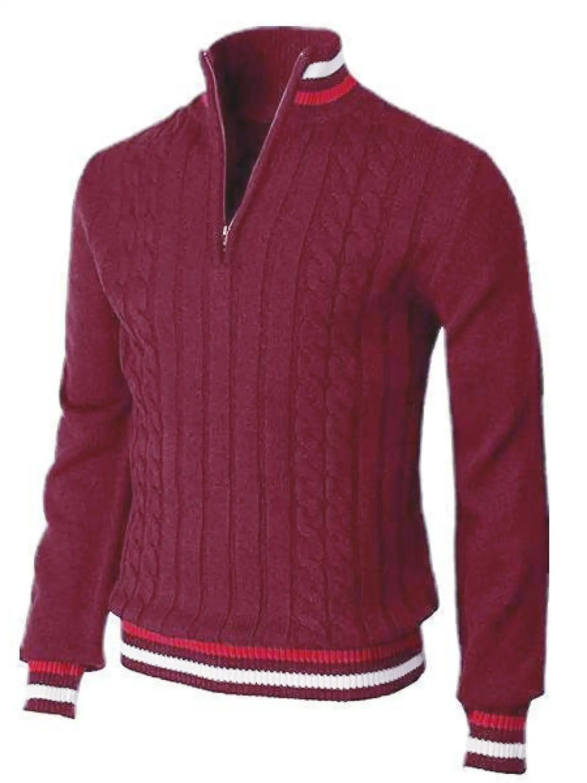 Thickened version2025 Autumn and Winter Men's Quarter-Zip Sweater Pure Cotton Mock Neck Knit Long Sleeve Pullover Sweater 560G