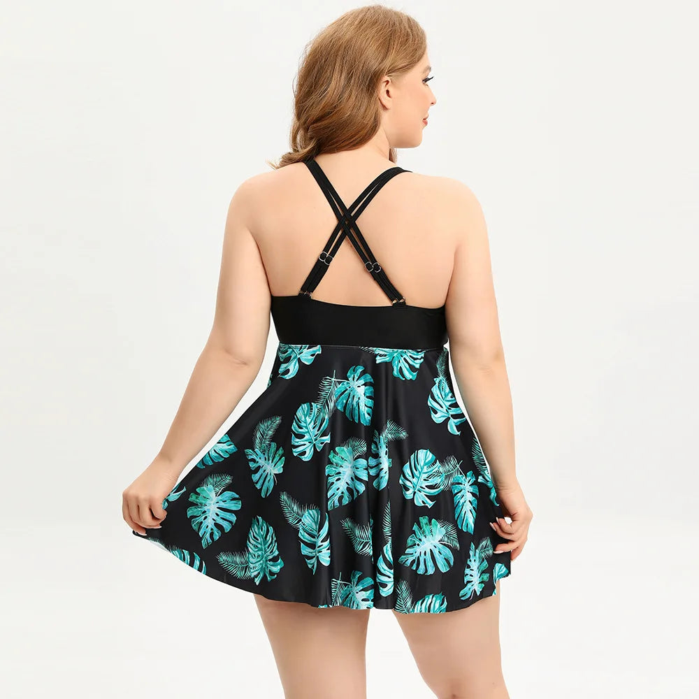 2025 New Women Tankini Swimsuit Leopard Print Swimwear Plus Size Swimdress Large Big Tankini Bikini Bathing Suit Beach Wear 5XL
