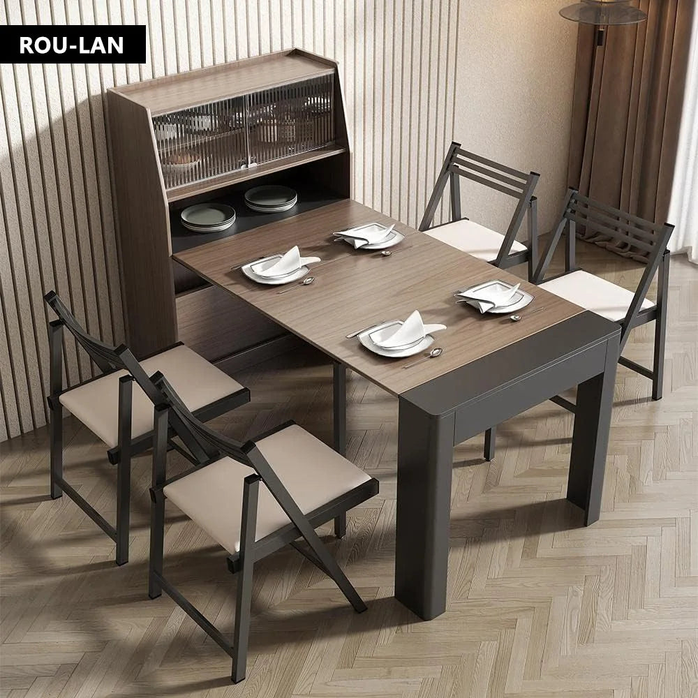 Rectangular Dining Table Extendable Dining Table Storage Multifunctional Dining Table Space Saving