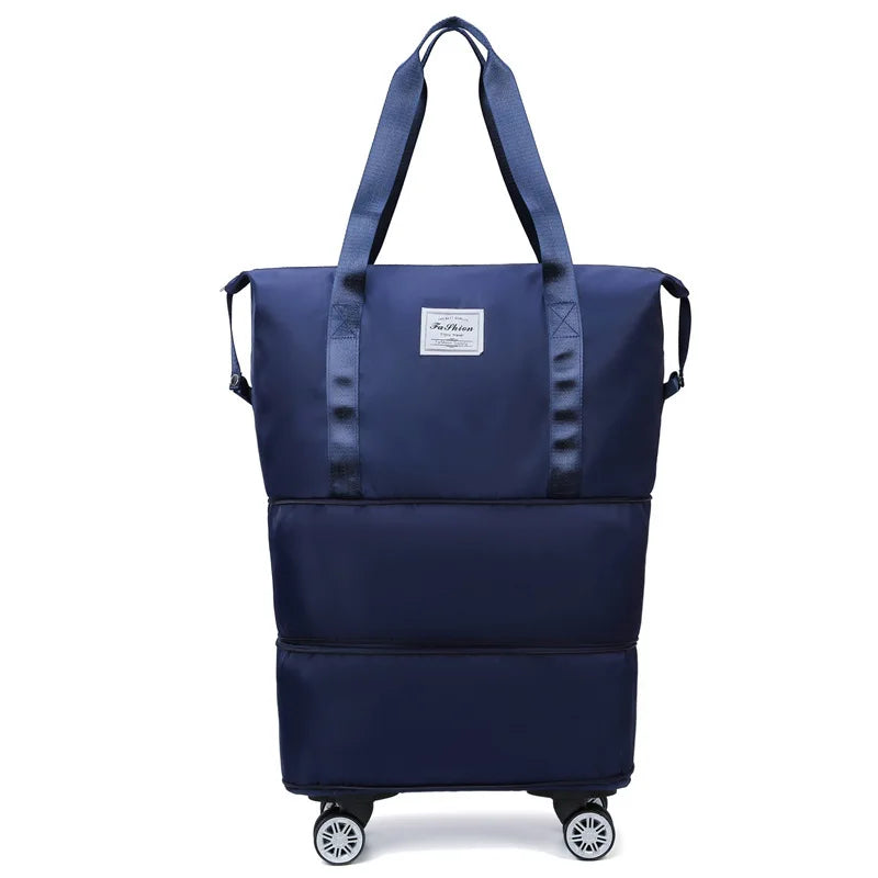 Travel Trolley Luggage Storage Bag With Wheels Waterproof Pulley Portable Collapsible Expandable Fashion Large Capacity Shopping