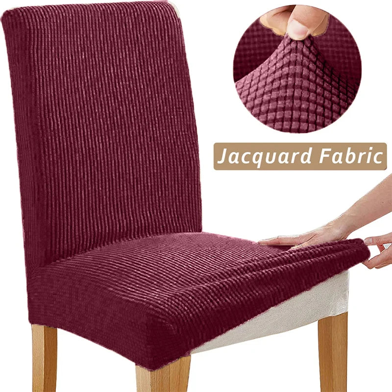 Jacquard Chair Cover, Durable Elastic Fabric Dining Chairs Cover, Stretch Covers For Kitchen Dining Room Chairs, Home Decor