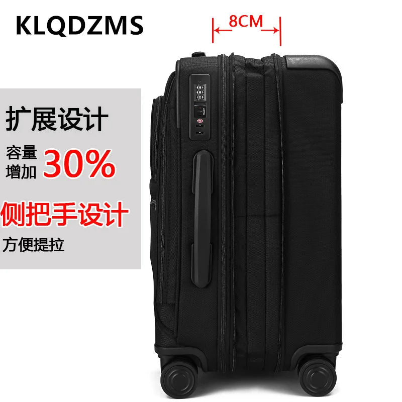 KLQDZMS Rolling Luggage 24Inch Oxford Cloth Trolley Case 20" Expandable Boarding Case Trolley Style Travel Bag Men's Suitcase