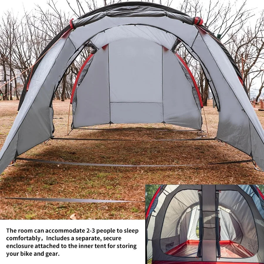 2 Person Camping Tent Motorcycle Tent Waterproof Family Tents Motorcycle Storage Shelter for for Backpacking Hiking