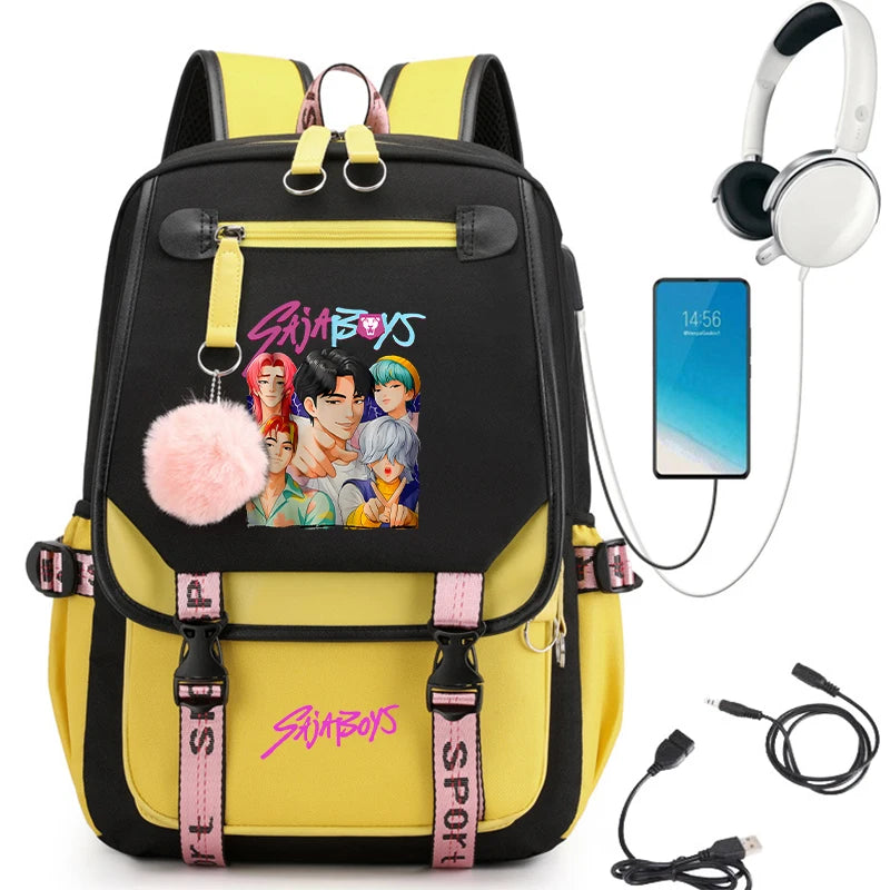 2025 New Back To School Backpack for Girls Boys Teenager KPop Demon Hunters Fashion Usb School Bags Travel Backpacks Mochila