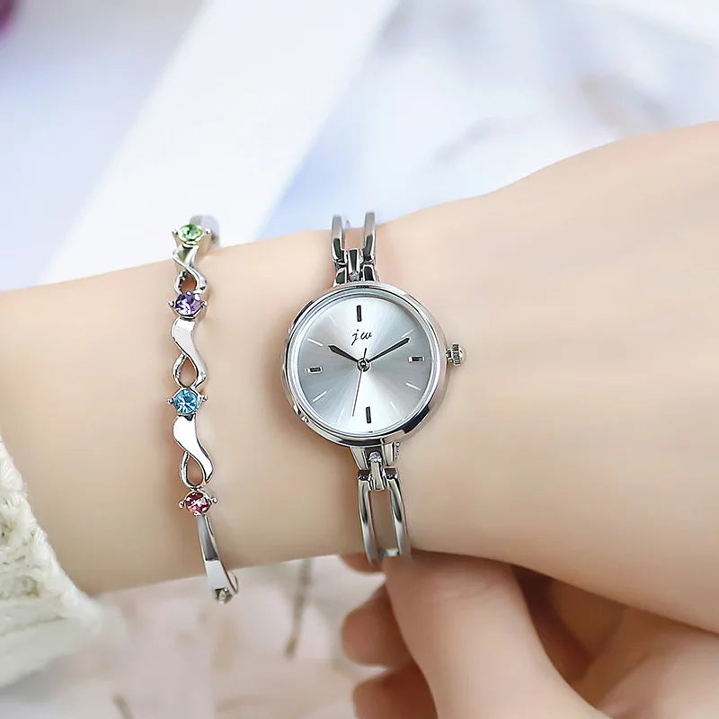 Women's Watch Simple Round High Grade Steel Belt Bracelet Watches Female Fashion Quartz Clock Wristwatches
