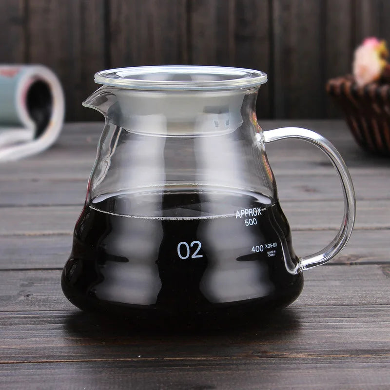 Heat Resistant Coffee Pot 350/500/700ml Coffee Clear Glass Kettle Sharing Pot with Lids Coffee Espresso Maker Accessories