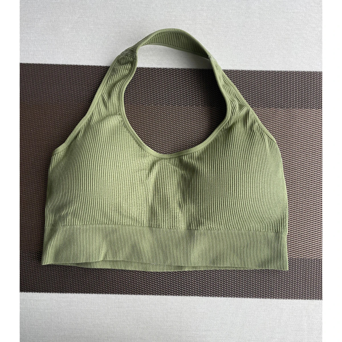 New Limitless Ribbed Seamless Halter Bra Spandex Woman Fitness Elastic Breathable Breast Enhancement Leisure Sports Underwear