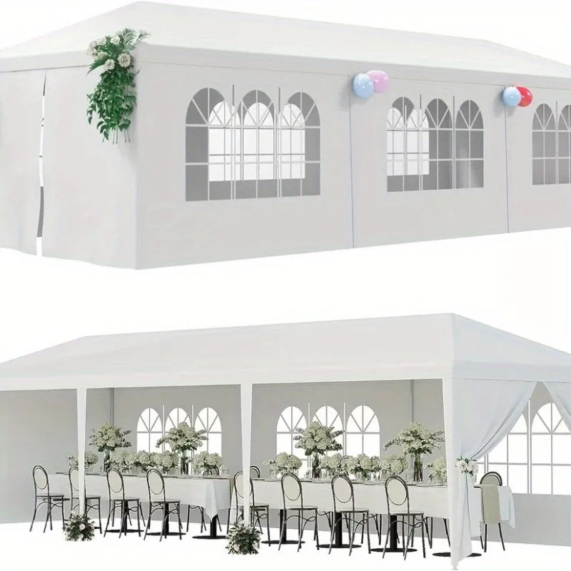 10'x30' white outdoor terrace covered wedding party tent with removable wall 8, ideal for outdoor activities