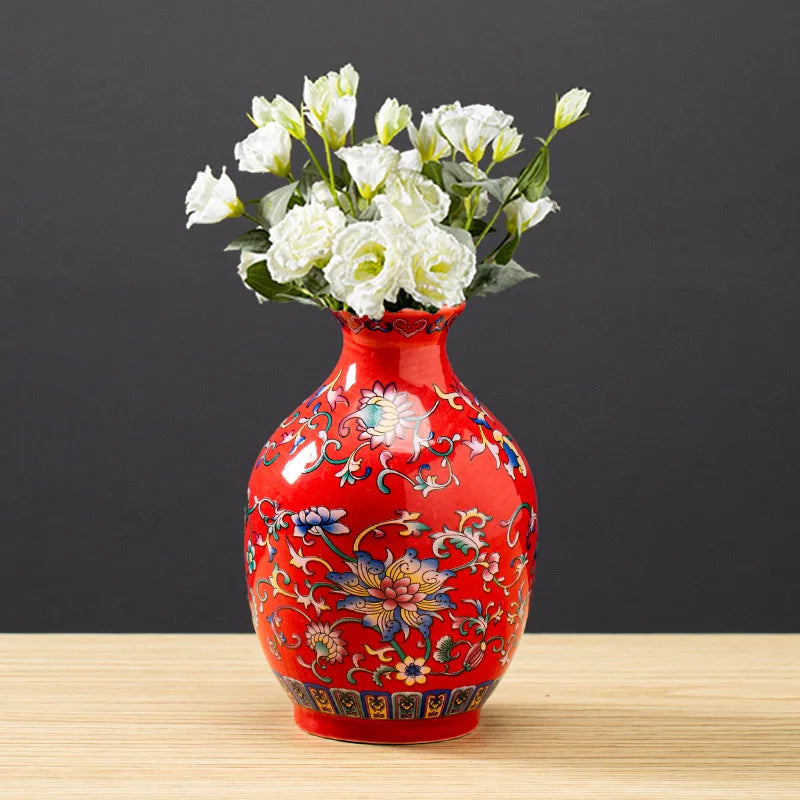 Jingdezhen Porcelain Vase Porch Ornaments Antique Official Enamel Porcelain Antique Collection Round Porcelain Vase Home Decor