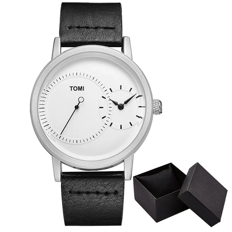 Elegant Watch for Men Simple Style Men Quartz Wrist Watches Casual Leather New Wristwatch Minimalist Black White Brown Man Clock