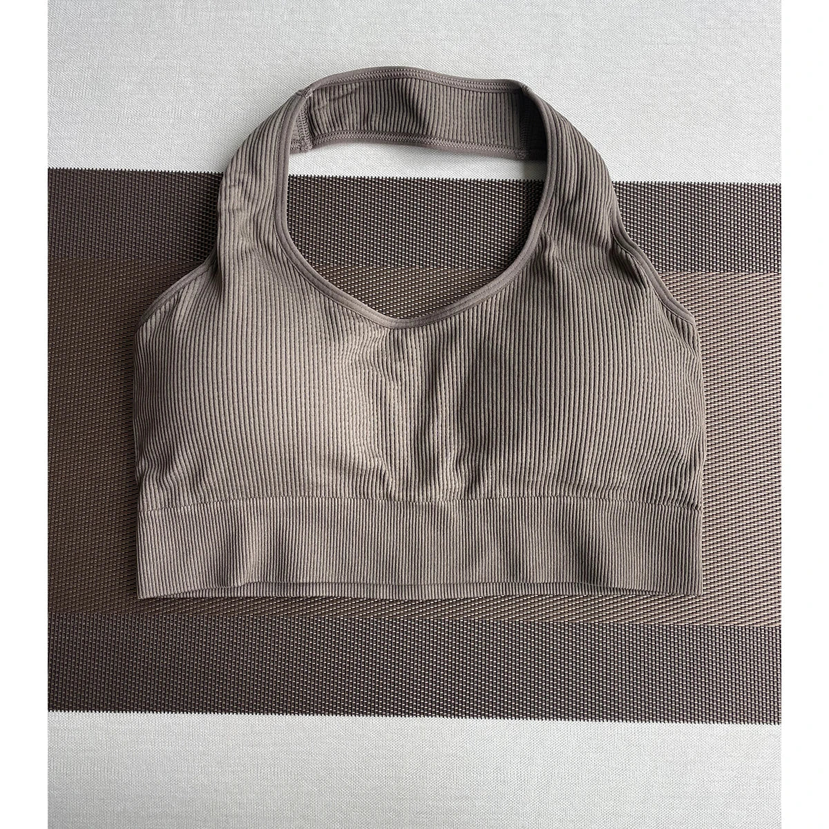 New Limitless Ribbed Seamless Halter Bra Spandex Woman Fitness Elastic Breathable Breast Enhancement Leisure Sports Underwear
