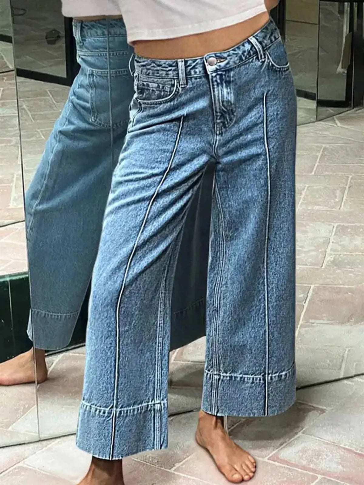 Women's casual straight-leg pants, women's straight-leg jeans, women's blue jeans, classic style, loose fit, autumn new arriv, s