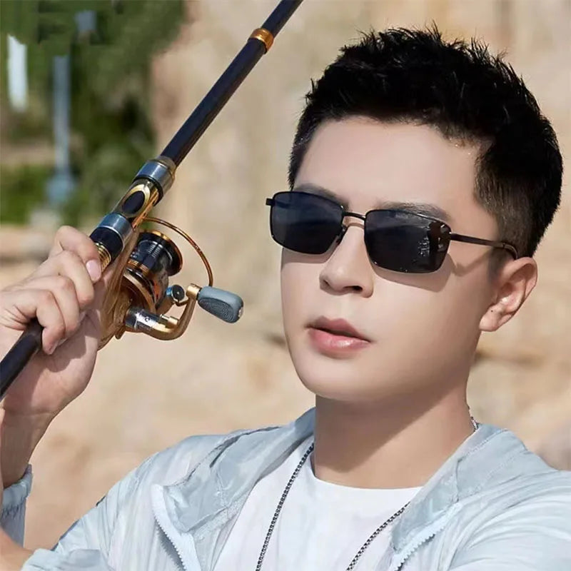 Men's Polarized Photochromism Sunglasses Men Metal Frame Rectangle Sun Glasses Night Fishing Driving Eyewear UV400 Gafas De Sol