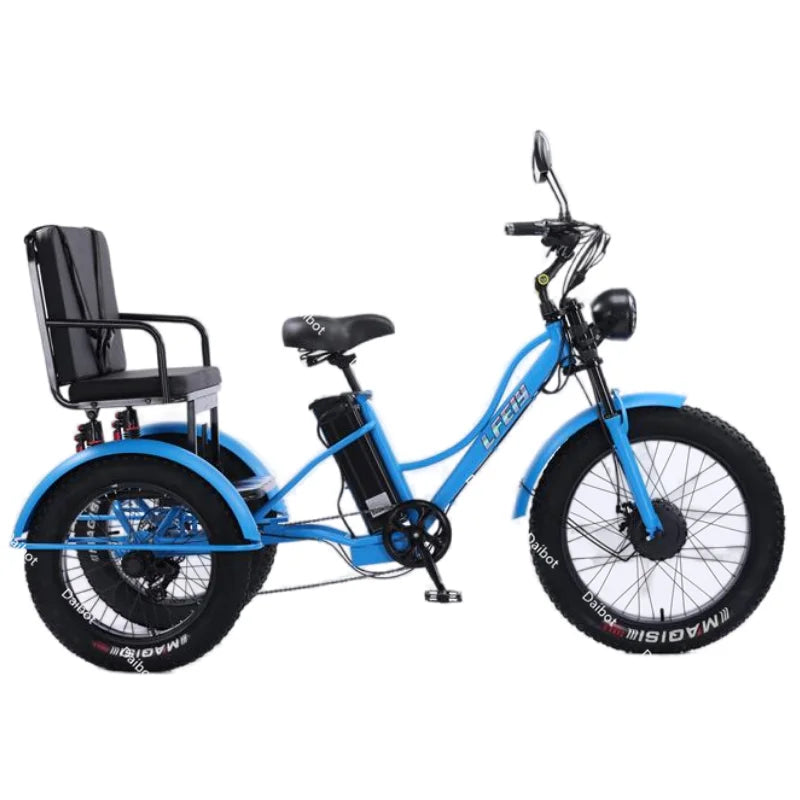 48V 750W Electric Bike For Man Powerful 24 Inch Fat Tire Bike All Terrain Electric Tricycles 3 Wheels for Adults Elderly