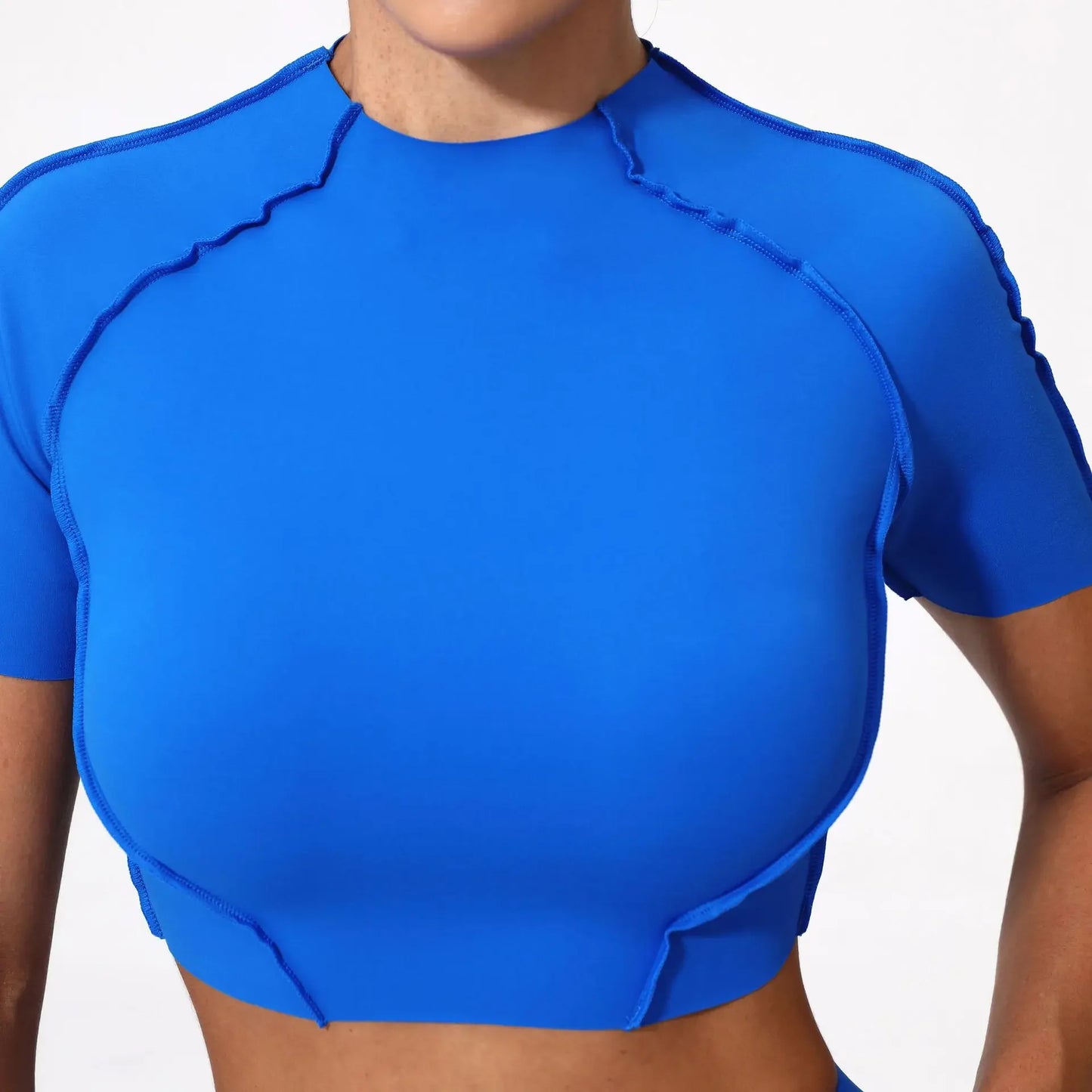 Women's Seamless Yoga Slimming Workout Shirts No Chest Pads Short Sleeve Top High Elasticity Lightweight Gym Sports Fitness Top