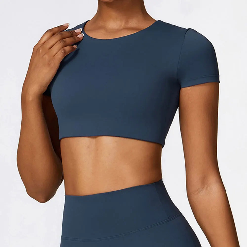 Yoga Top Women Sport T Shirts Push Up Fitness Clothes Short Sleeve Yoga Shirt Gym Top Running Active Wear Sport Top Femme Tights