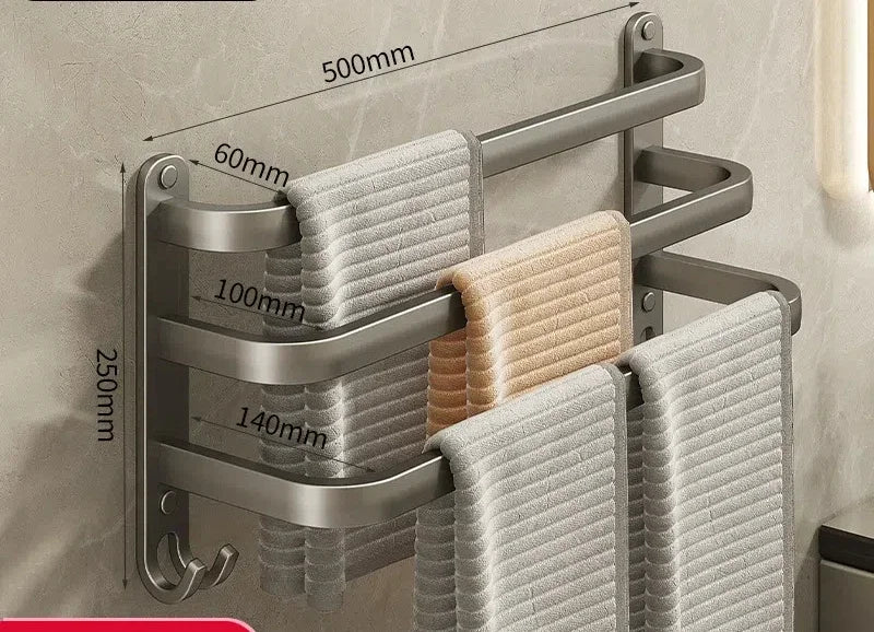 Gun Gray Towel Rack Non Perforated Bathroom Wall Mounted Bathroom Towel Hanging Pole Storage Rac Bathroom Storage Rack