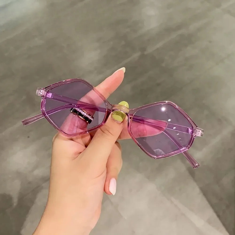 2025 Sunglasses for Women Rhombus Clear Blue Sun Glasses Irregular Vintage Small Frame Goggle UV400 Ladies Lentes De Sol Mujer