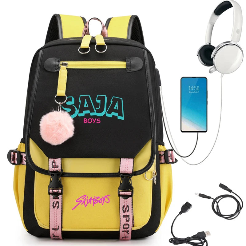 2025 New Back To School Backpack for Girls Boys Teenager KPop Demon Hunters Fashion Usb School Bags Travel Backpacks Mochila