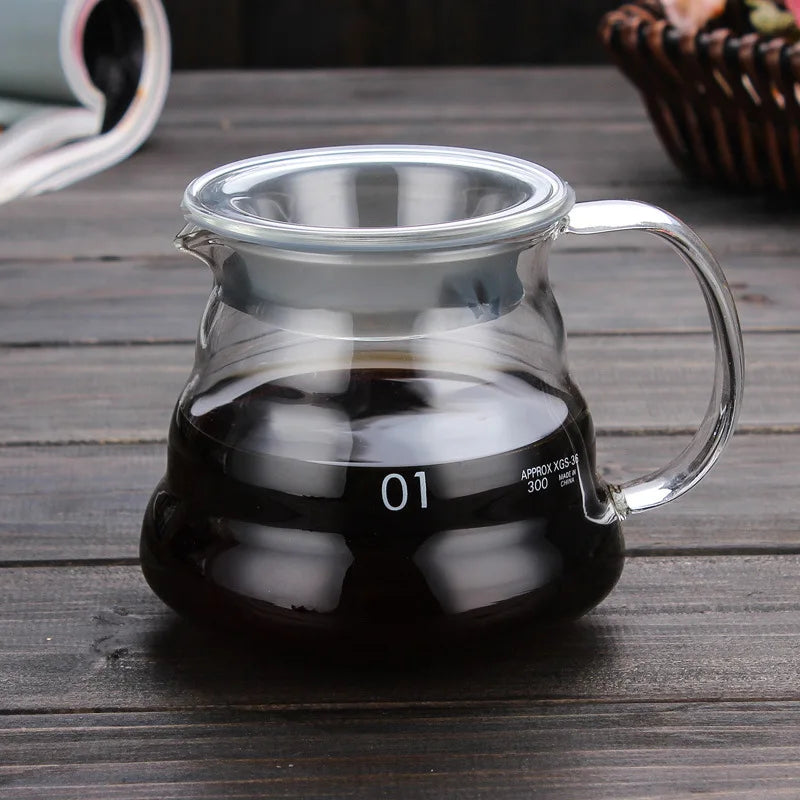 Heat Resistant Coffee Pot 350/500/700ml Coffee Clear Glass Kettle Sharing Pot with Lids Coffee Espresso Maker Accessories