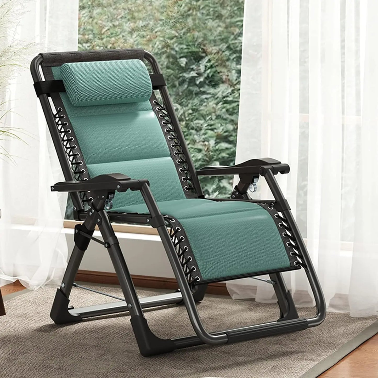 Comfy Folding Recliner Chair - Bedroom & Living Room, Patio Lounge Chair with Removable Cushion for Indoor Outdoor
