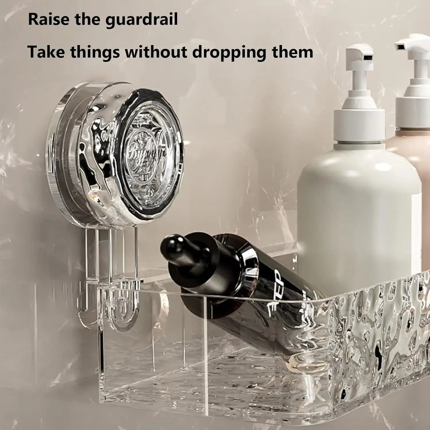 Corrugated Suction Cup Storage Holder Light Luxury Style Glacier Pattern Suction Cup Shelf No-Drill Bathroom Suction Storage Box