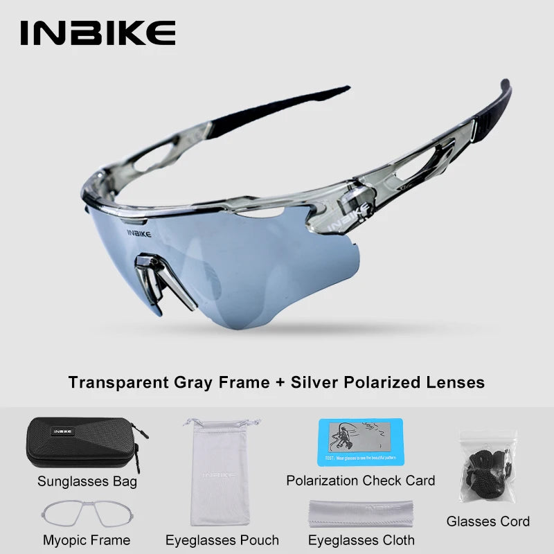 INBIKE Polarized Cycling Glasses UV400 Protection Sports Sunglasses for Road Biking Mountain Bike Running Hiking Outdoor Glasses