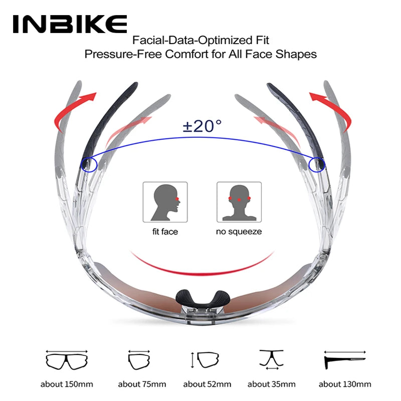 INBIKE Polarized Cycling Glasses UV400 Protection Sports Sunglasses for Road Biking Mountain Bike Running Hiking Outdoor Glasses