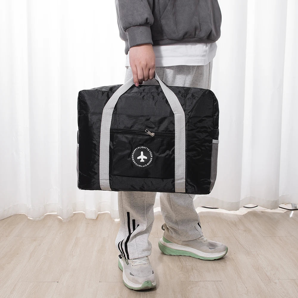 1PC black Oxford cloth travel portable bag, luggage folding bag