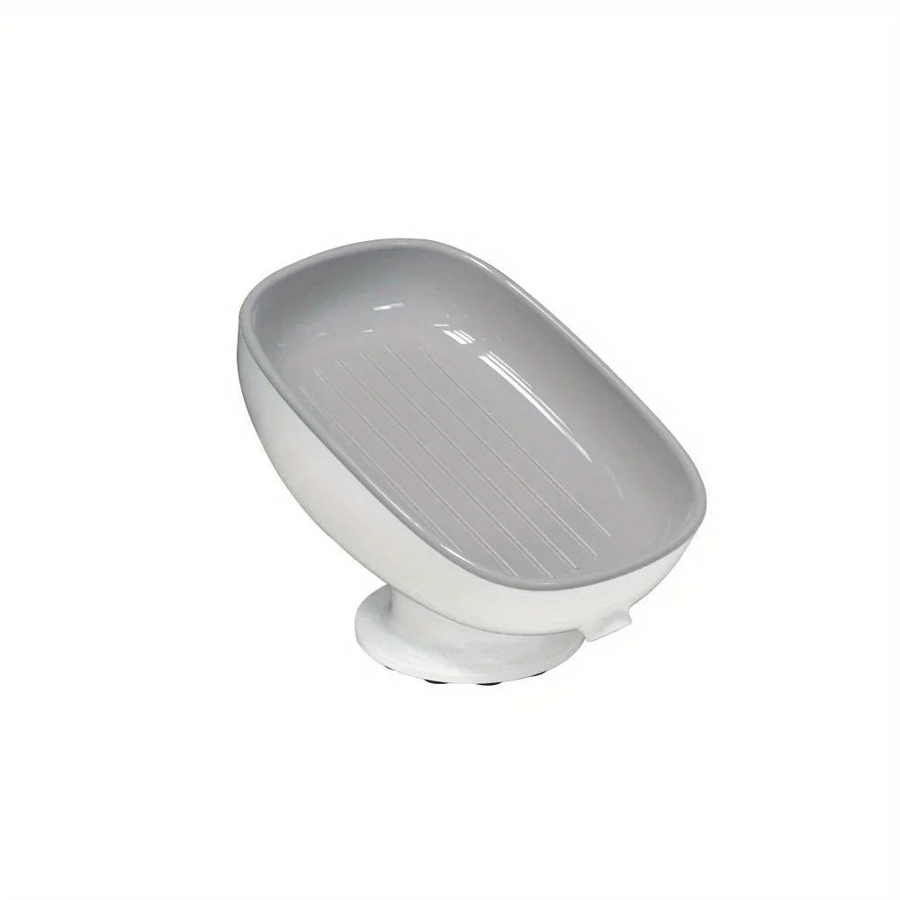 1pc Creative Soap Dish, Drain Soap Tray, Soap Holder With Suction Cup, Soap Rack For Bathroom Accessories