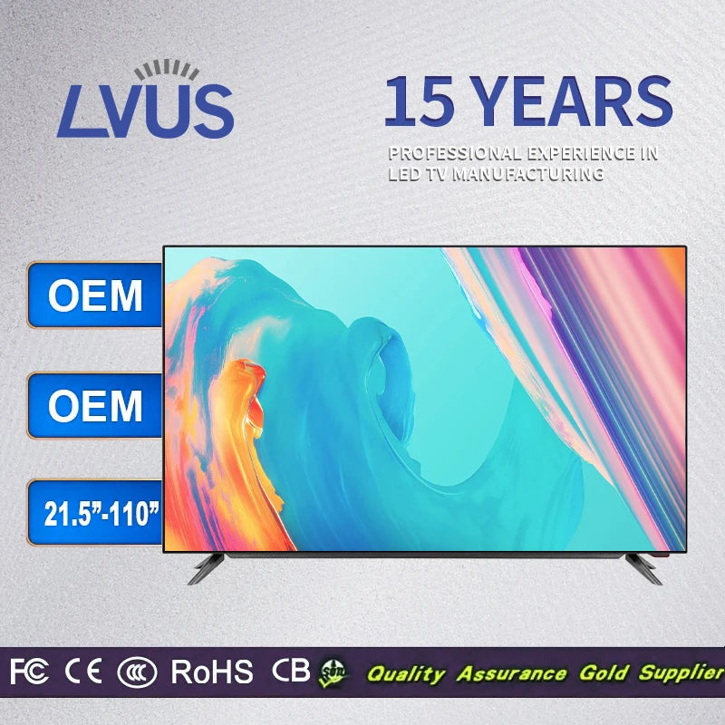 accept custom 4K android flat screen led tv smart 32 40 50 55 65 43 inch smart tv screens televisions smart tvs