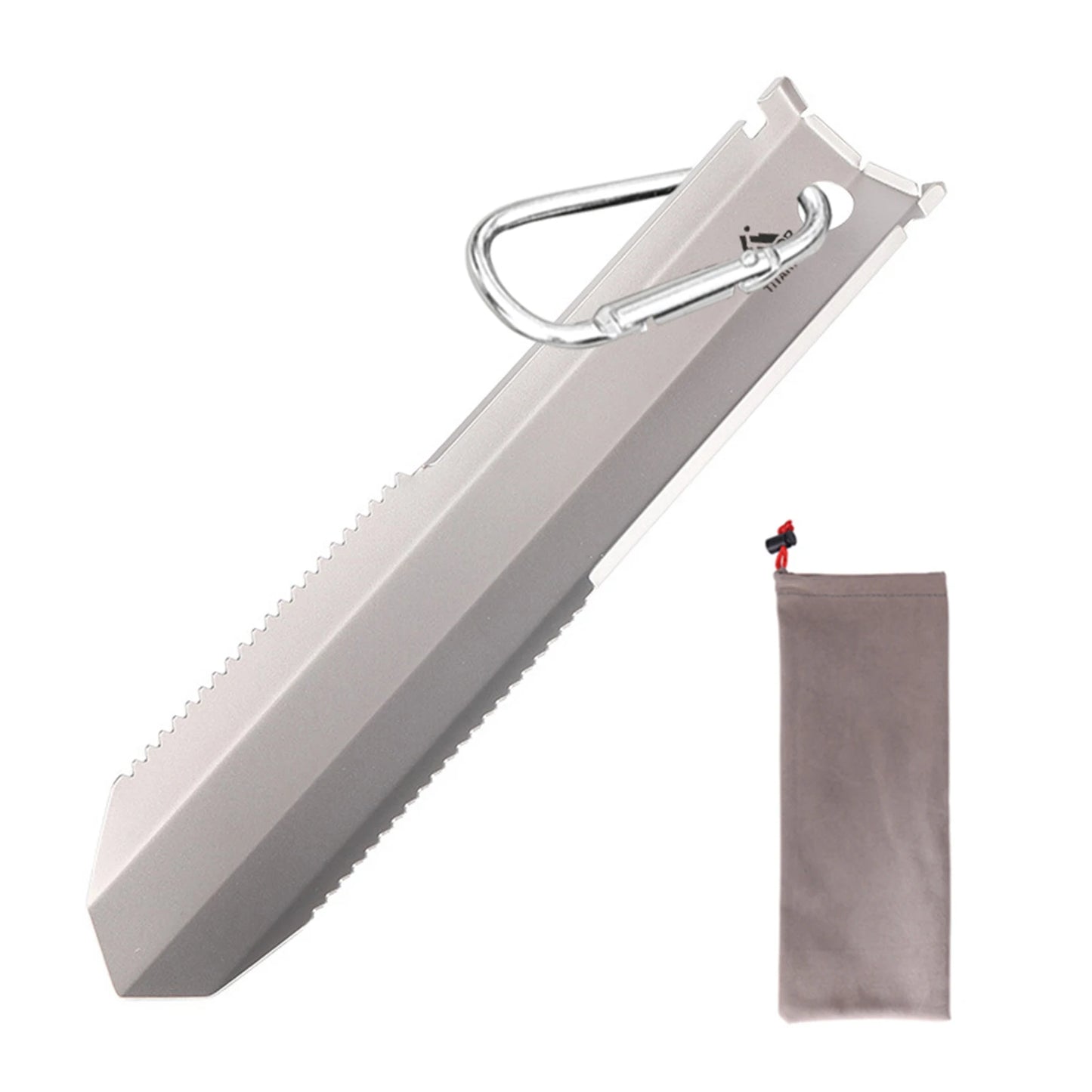 Tomshoo Titanium Garden Hand Serrated Shovel Outdoor Camping Hiking Backpacking Trowel with Clip Hand Shovel Outdoor Tools