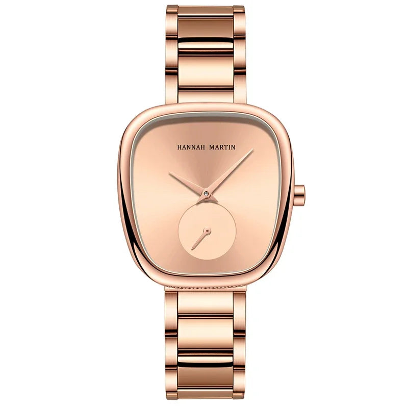 2025 New Women's Quartz Wristwatch 34mm Wine Barrel Rose Gold Black Stopwatch Fashionable Minimalist Style Oval Women's Watches