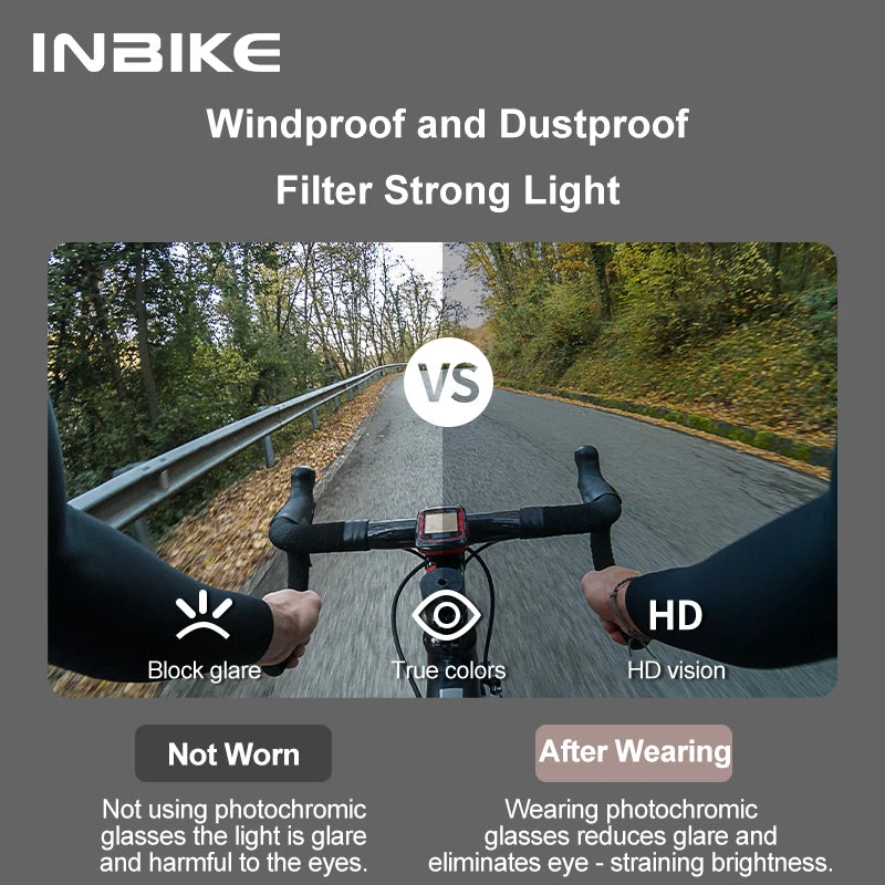 INBIKE Polarized Cycling Glasses UV400 Protection Sports Sunglasses for Road Biking Mountain Bike Running Hiking Outdoor Glasses