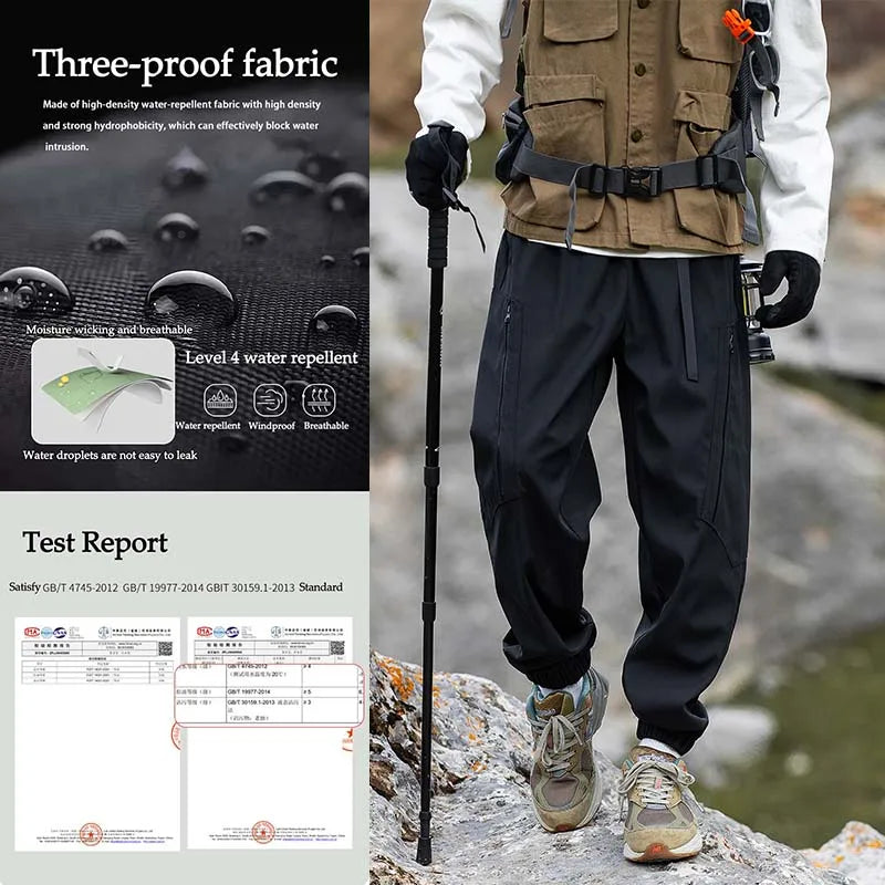 Hiking Pants Men Waterproof Windproof Pants Breathable Loose Trousers Fishing Cycling Trekking Camping Outdoor Sport Pant Autumn