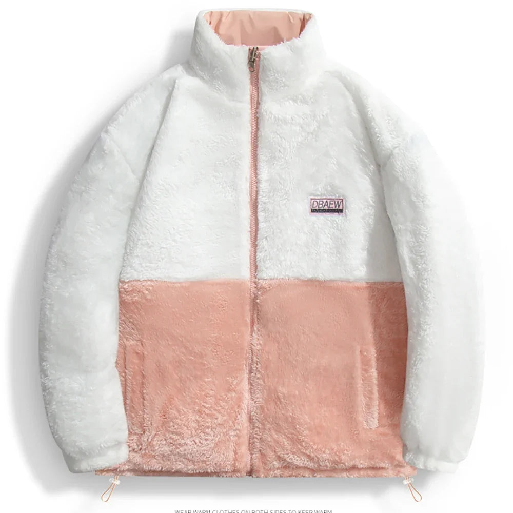 High-quality lambskin fleece men's casual double-sided loose and versatile cotton-padded jacket, men's cotton-padded clothing