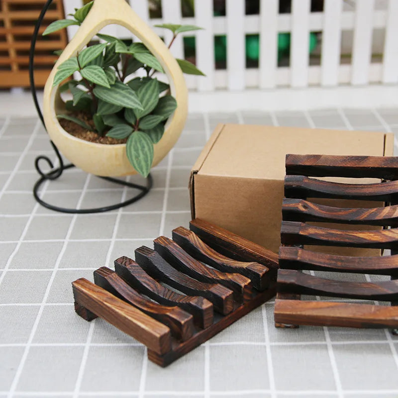 Soap Box Natural Wooden Bath Soap Holder Creative Fashion Tray Wooden Prevent Mildew Drain Box Kitchen Bathroom Washroom Tools