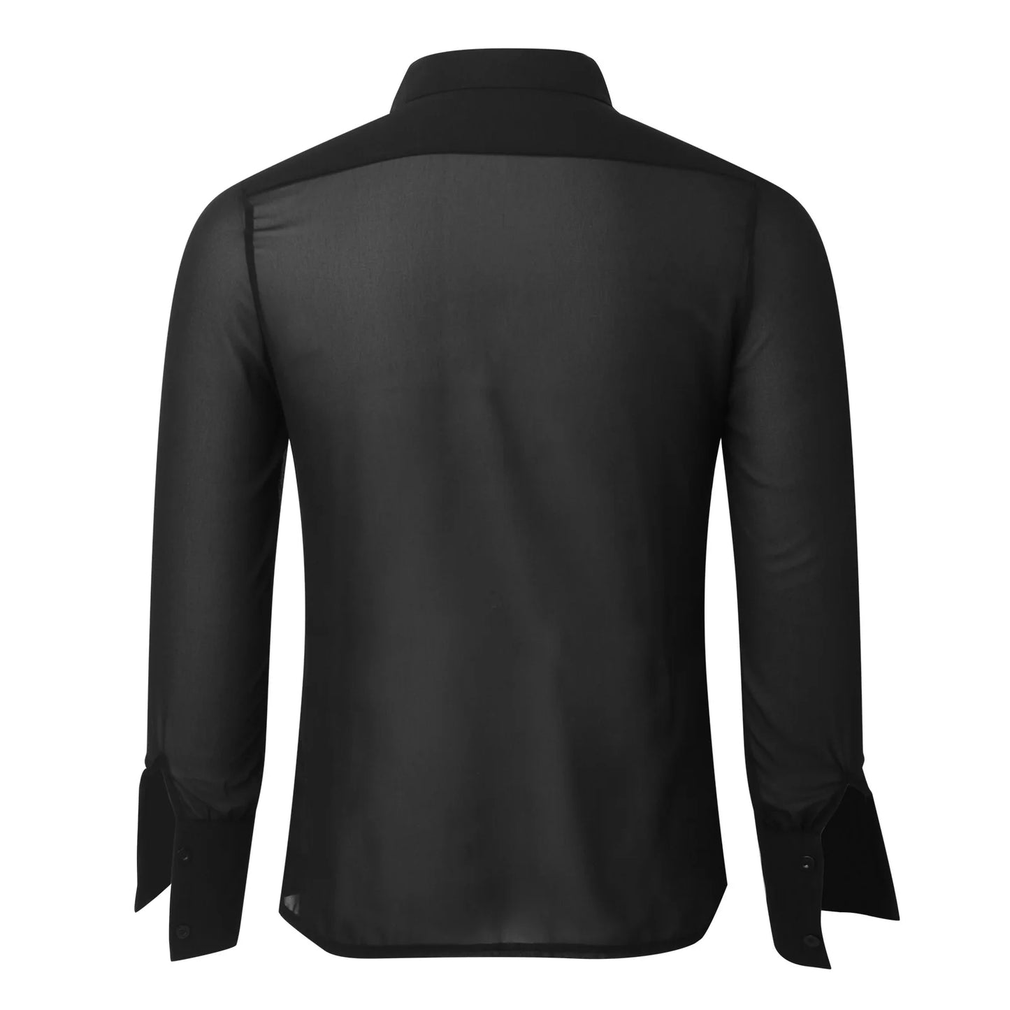 Men's Clothing Mesh See Through Mesh Sexy Long Sleeve Shirt Solid Color Button-down Vintage Streetwear Retro Party Tops S-XL