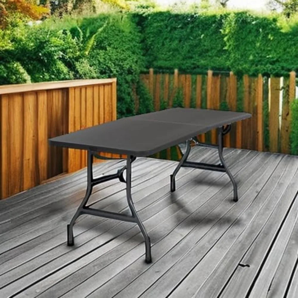 COSCO 6-Foot Black Molded Folding Banquet Table with Handle