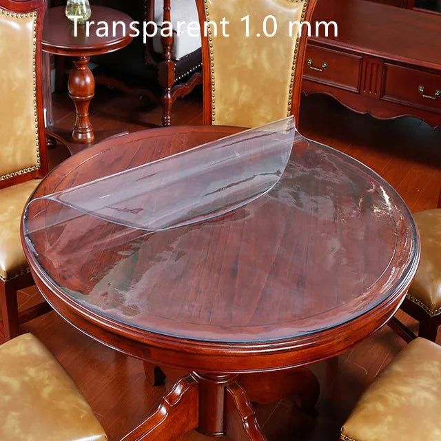 Round Tablecloth Transparent Soft PVC Waterproof Oilprpoof Living Room Dining Tables Kitchen Desk Protector Home Decor 1.0mm