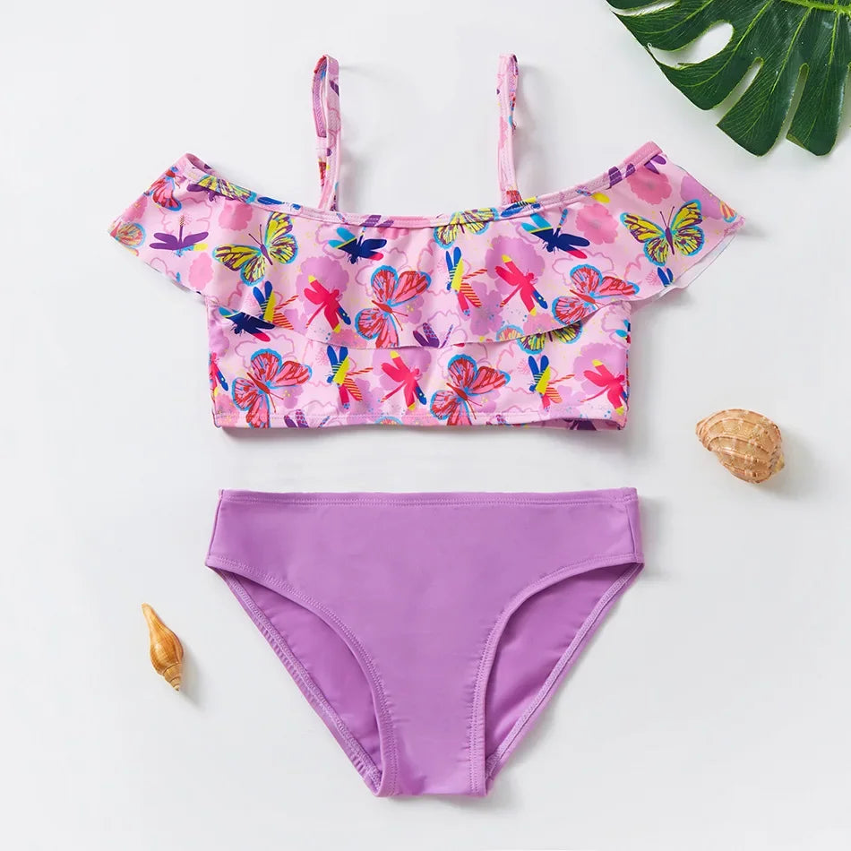 Girls Swimsuit Two Piece Hot Stamping Children's Swimwear Girls Beachwear Baby Swimwear Kids Swimwear Infant Baby Swimsuit