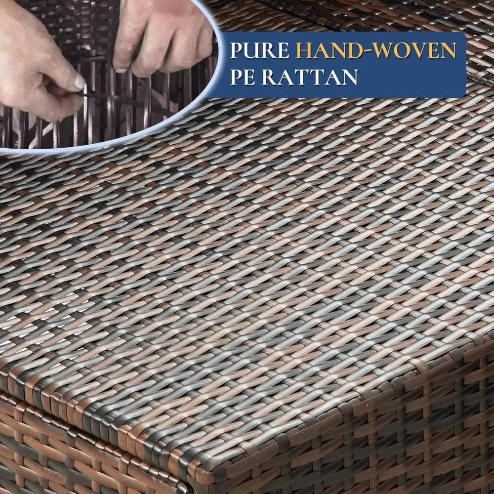 7 pieces outdoor patio furniture set, wicker sectional sofa set rattan modular patio conversation sets with cushions couch set &