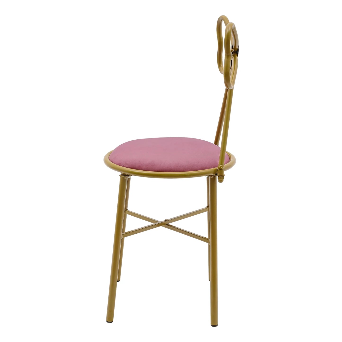Deep Pink Butterfly Backrest Chair, Butterfly-Shaped Vanity Chair, Metal Backrest Chair, for Dresser, Living Room, Bedroom