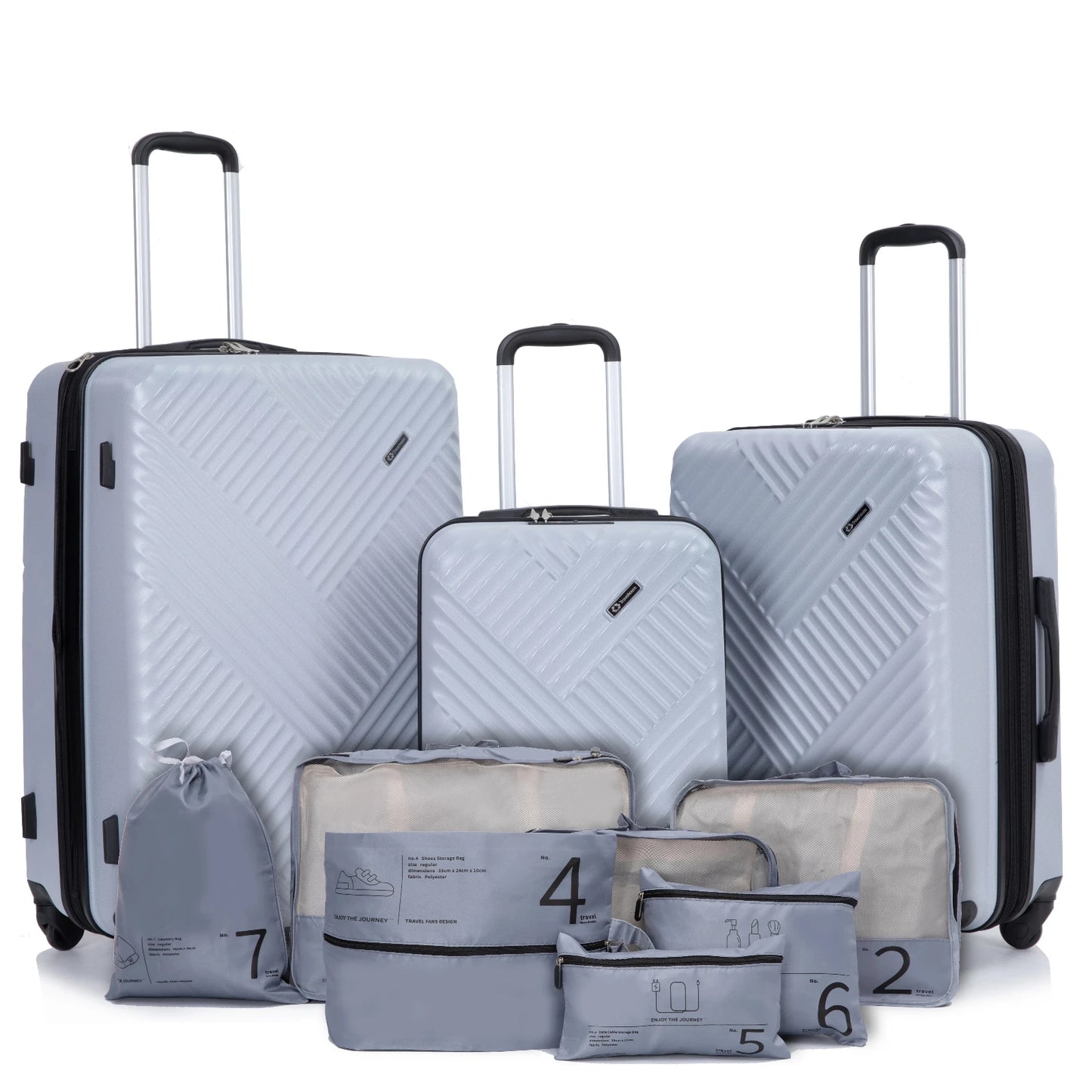 Luggage Sets 3 Piece with Double Spinner Wheel,Suitcase Set PC Hard Case with TSA Lock and Organizer Storage Bags