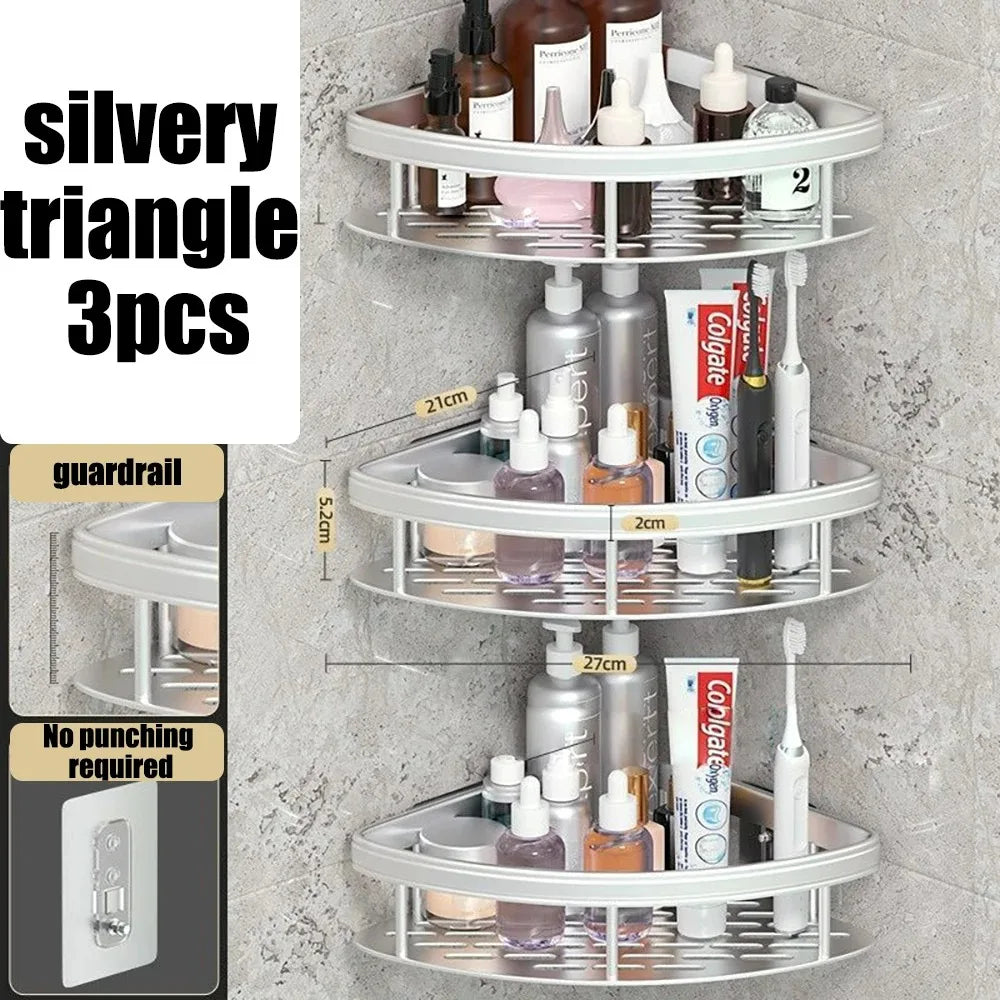 High Quality Wall Mounted Rectangular Rack Bathroom Storage Rack Towel Rack Wall Shower Shampoo Rack Drill Free Rack Tripod
